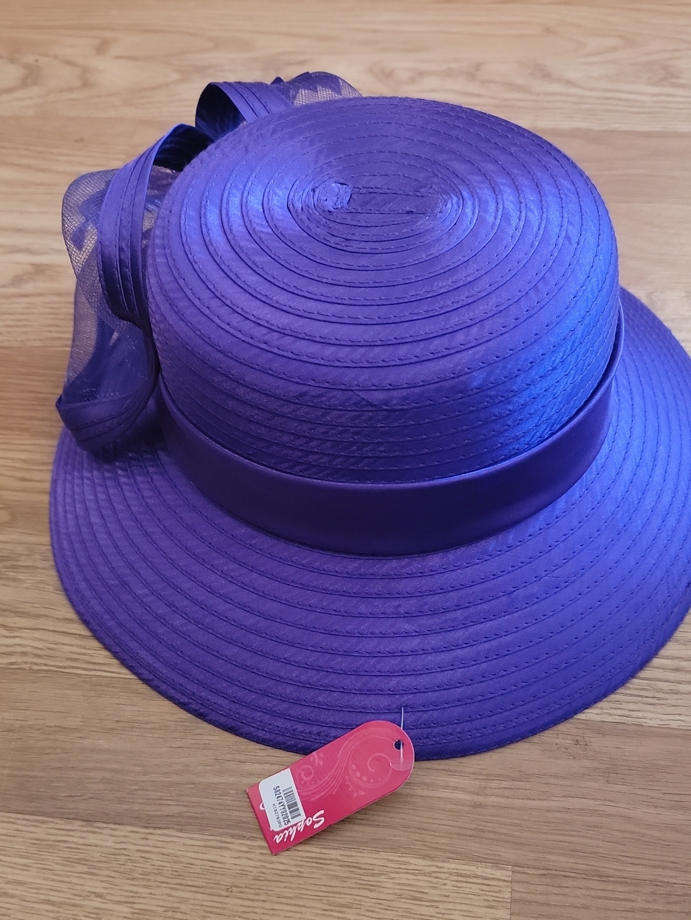 Elegant Purple Women’s Dress Hat with Decorative Bow - Picture 4 of 7